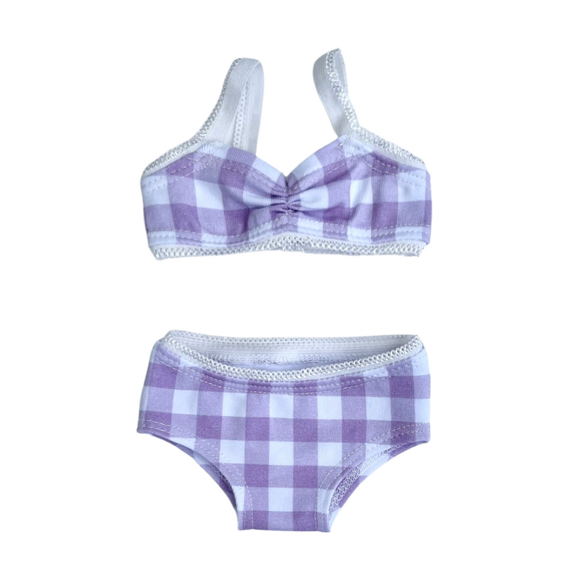 Crop Top and Undies- Lilac Gingham